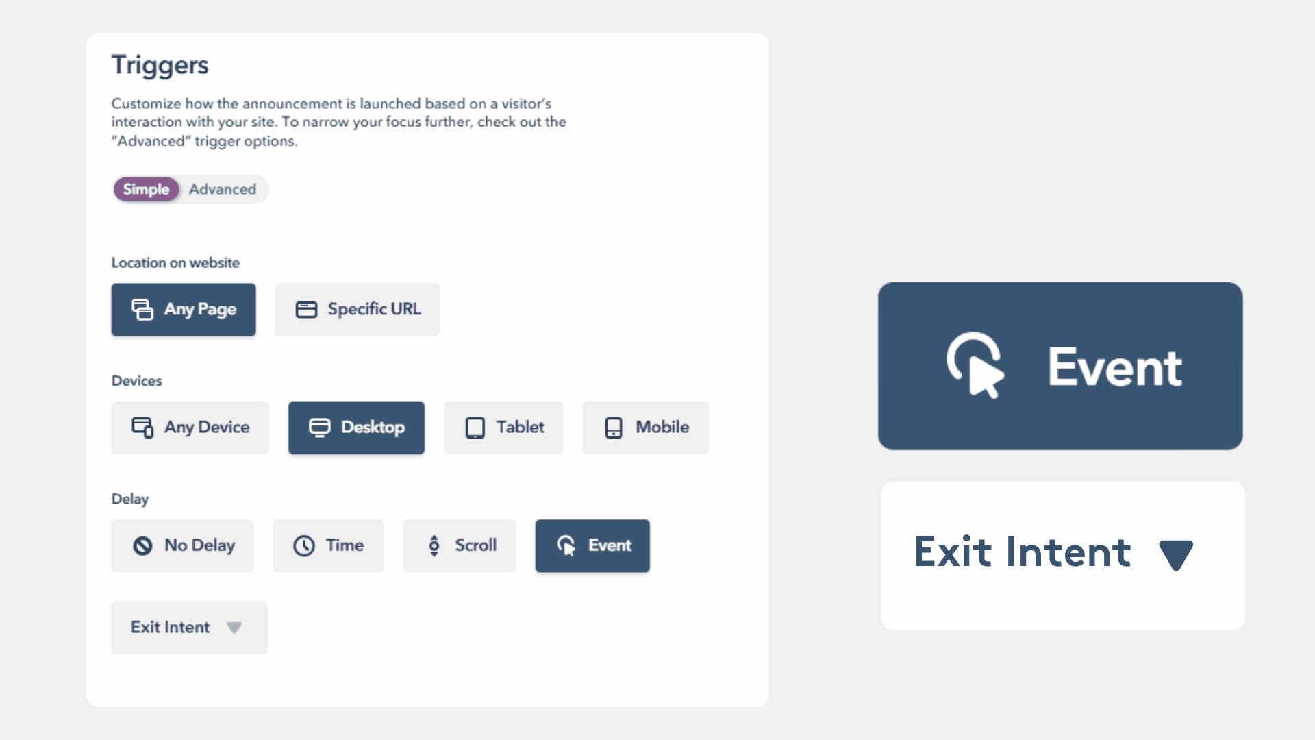 Lucky Orange Exit Intent Trigger Settings