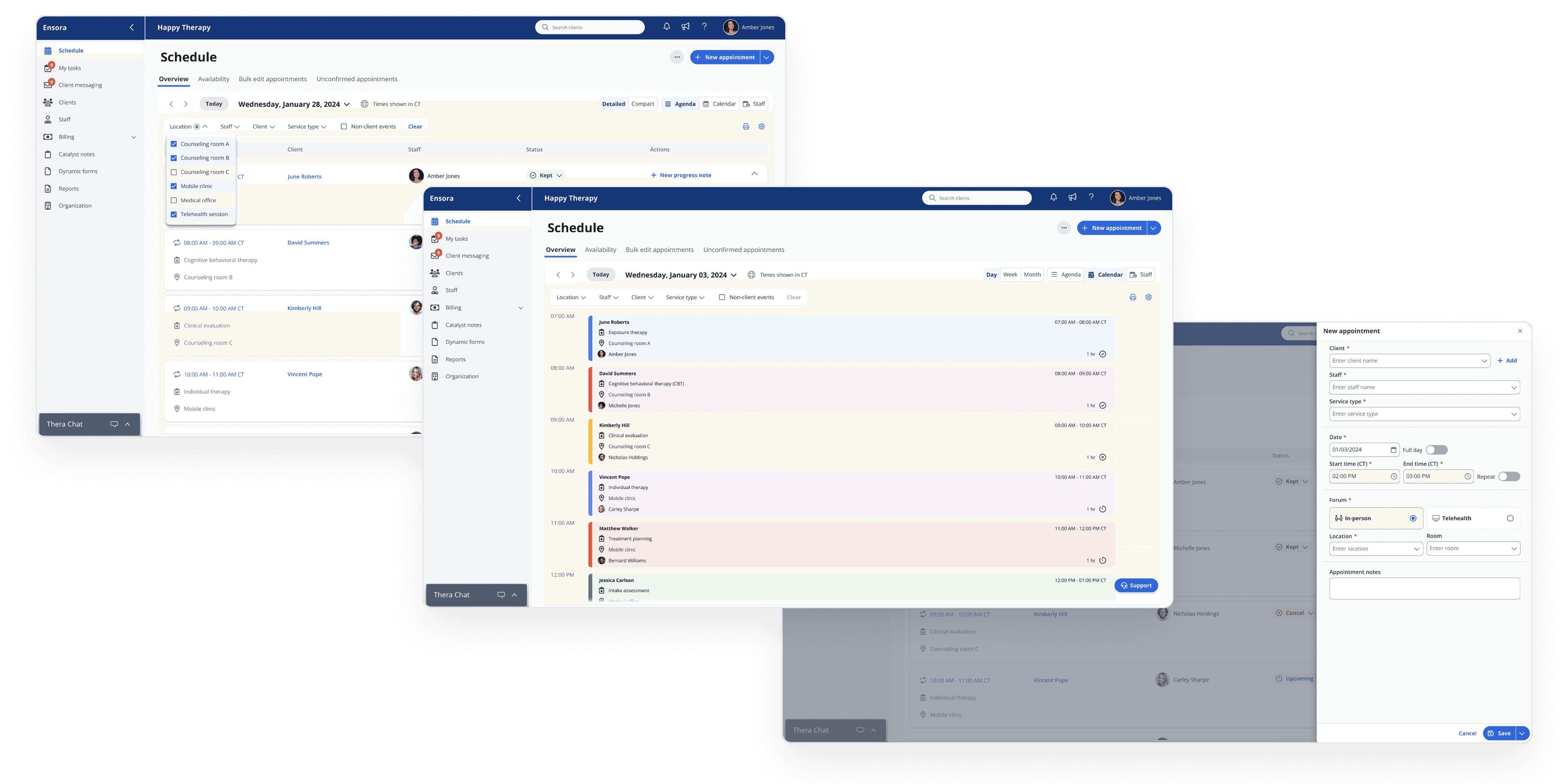 High-fidelity schedule layout explorations testing scalable page structures and navigation patterns.