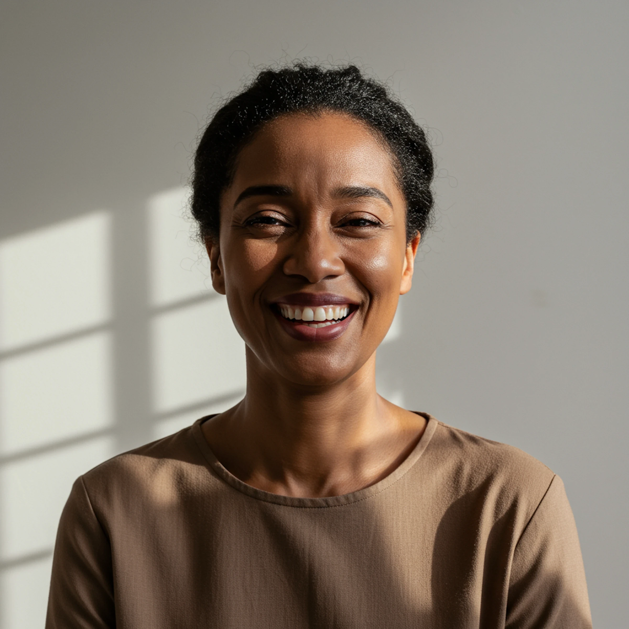 Female team member smiling