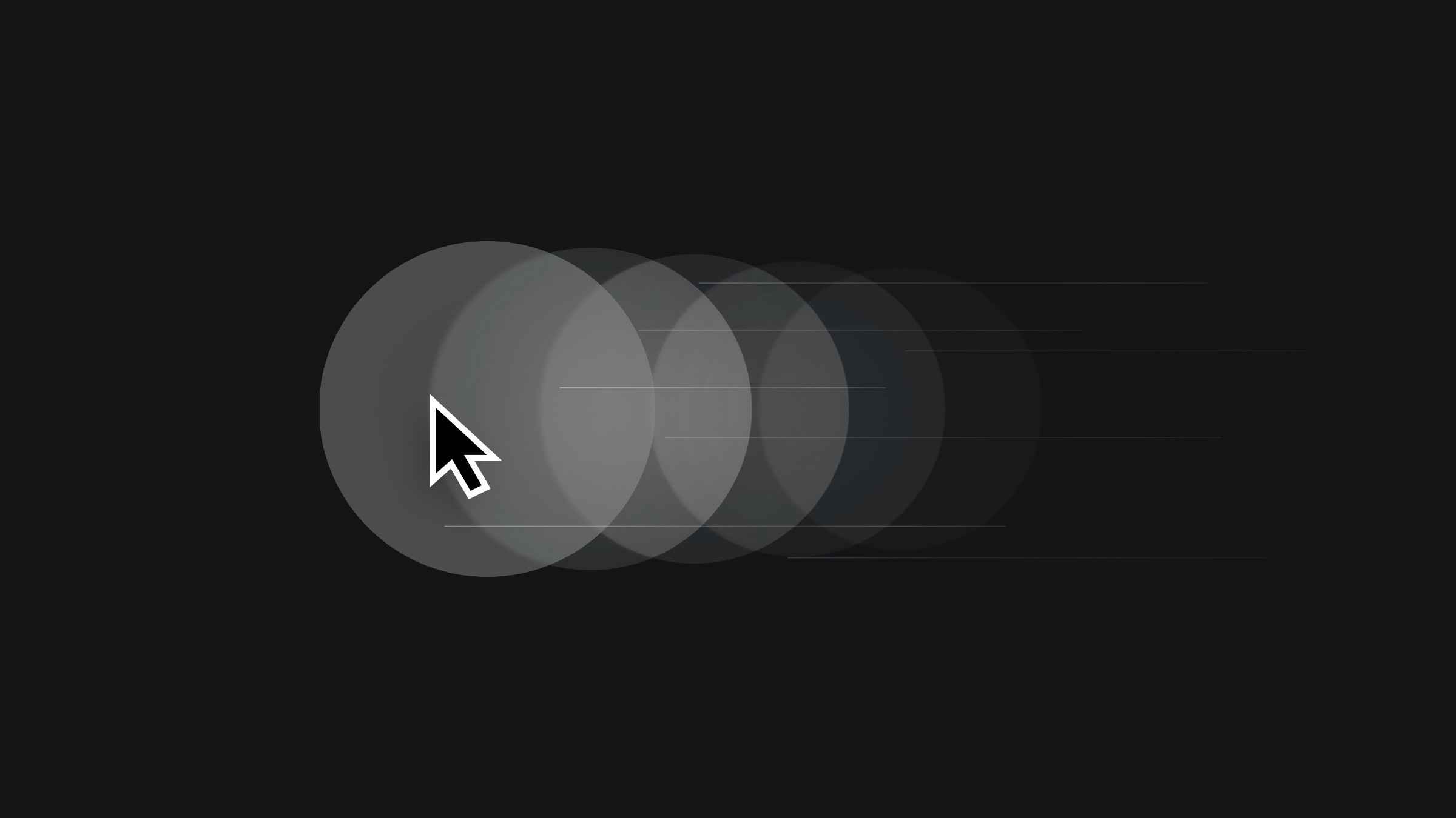 Animated cursor with motion trail effect on dark background