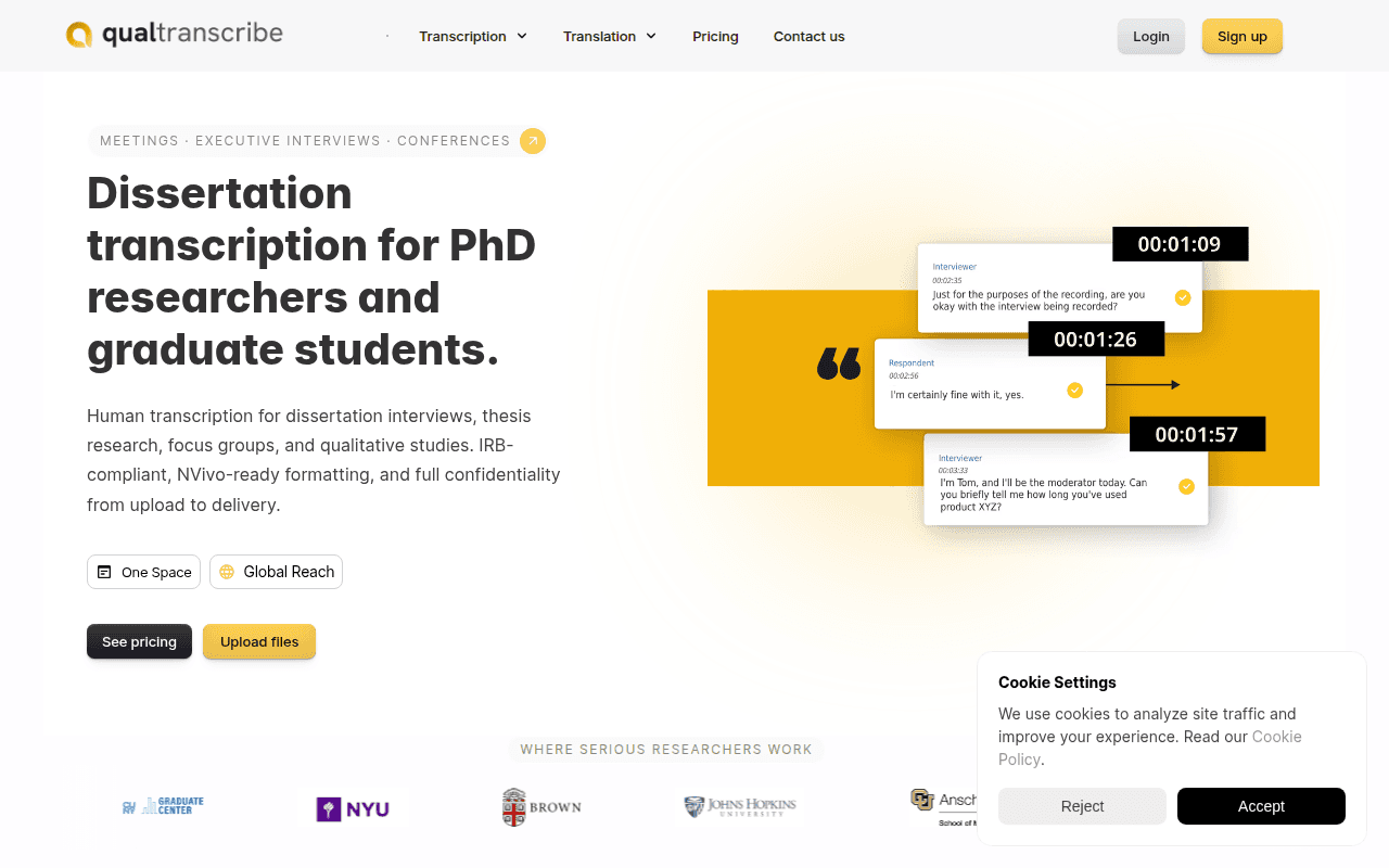 Qualtranscribe dissertation transcription page