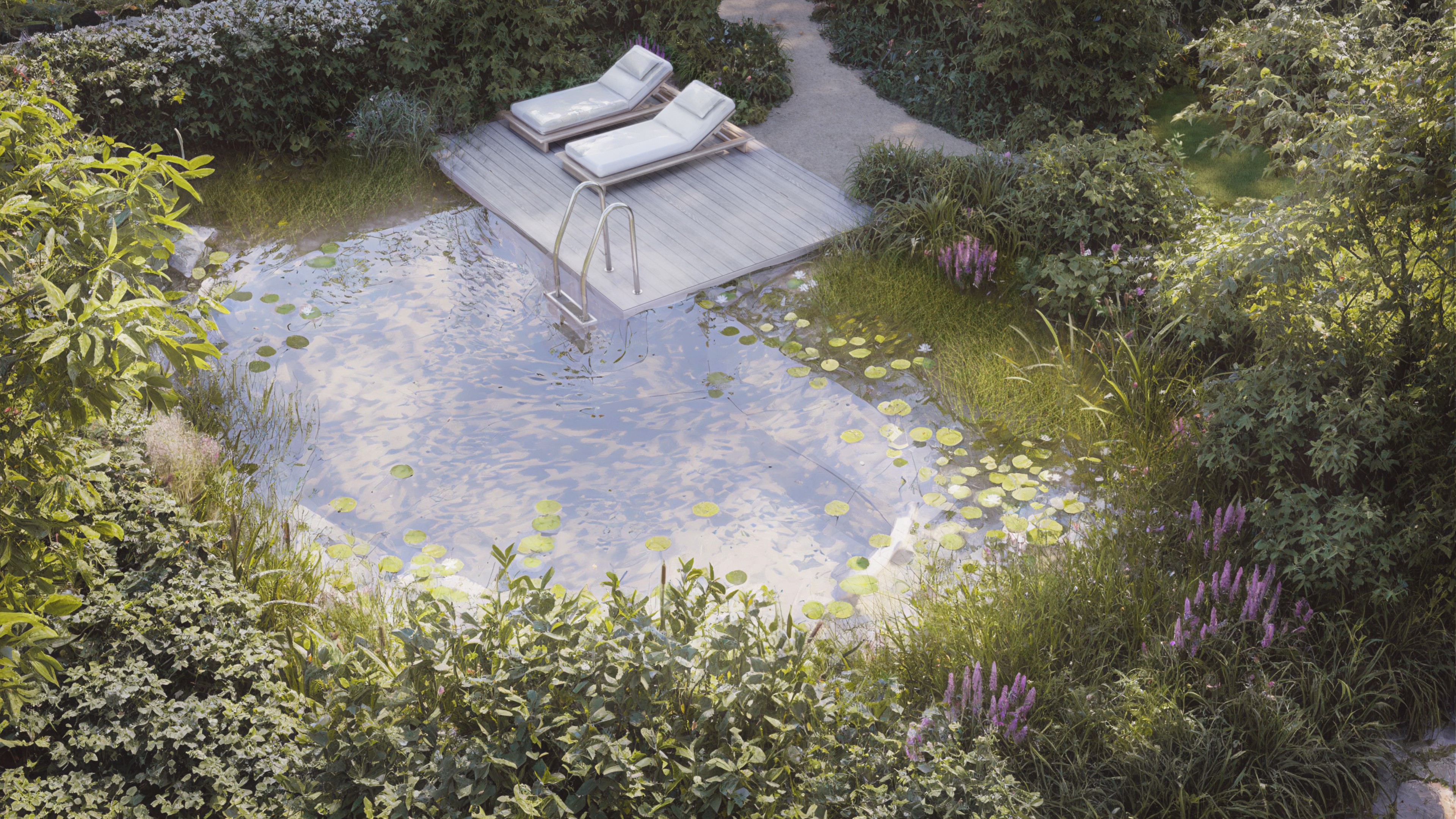 A bench sitting in a lush green park.