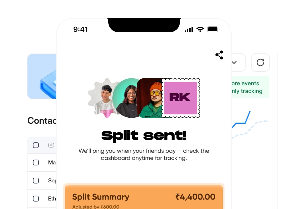 Mobile app UI design for a split payment feature — Studio Maydit