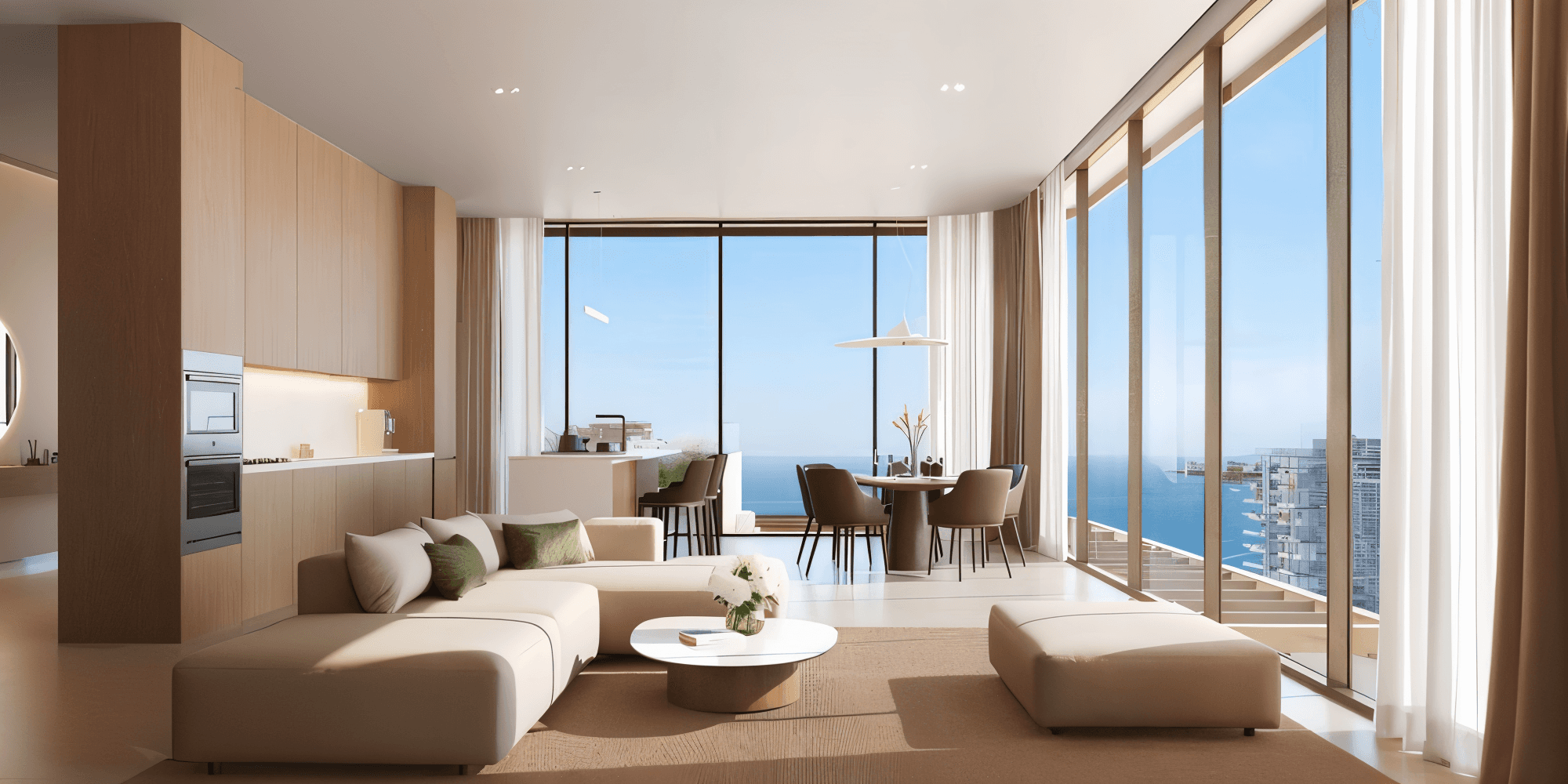  Opulent lobby of a luxury apartment complex, highlighting sleek design and inviting seating areas.