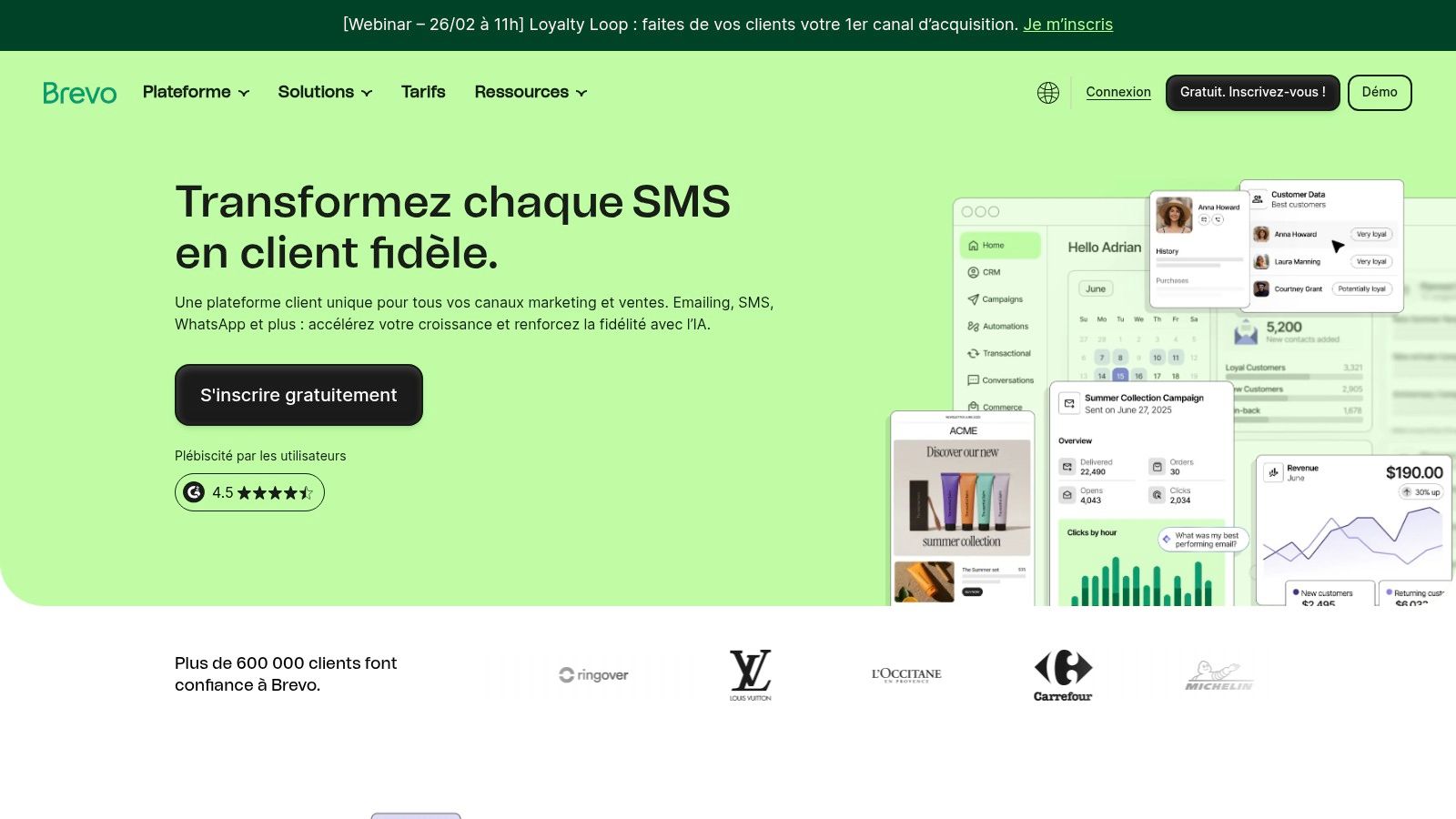 Plateforme de vente Brevo avec vue sur le pipeline