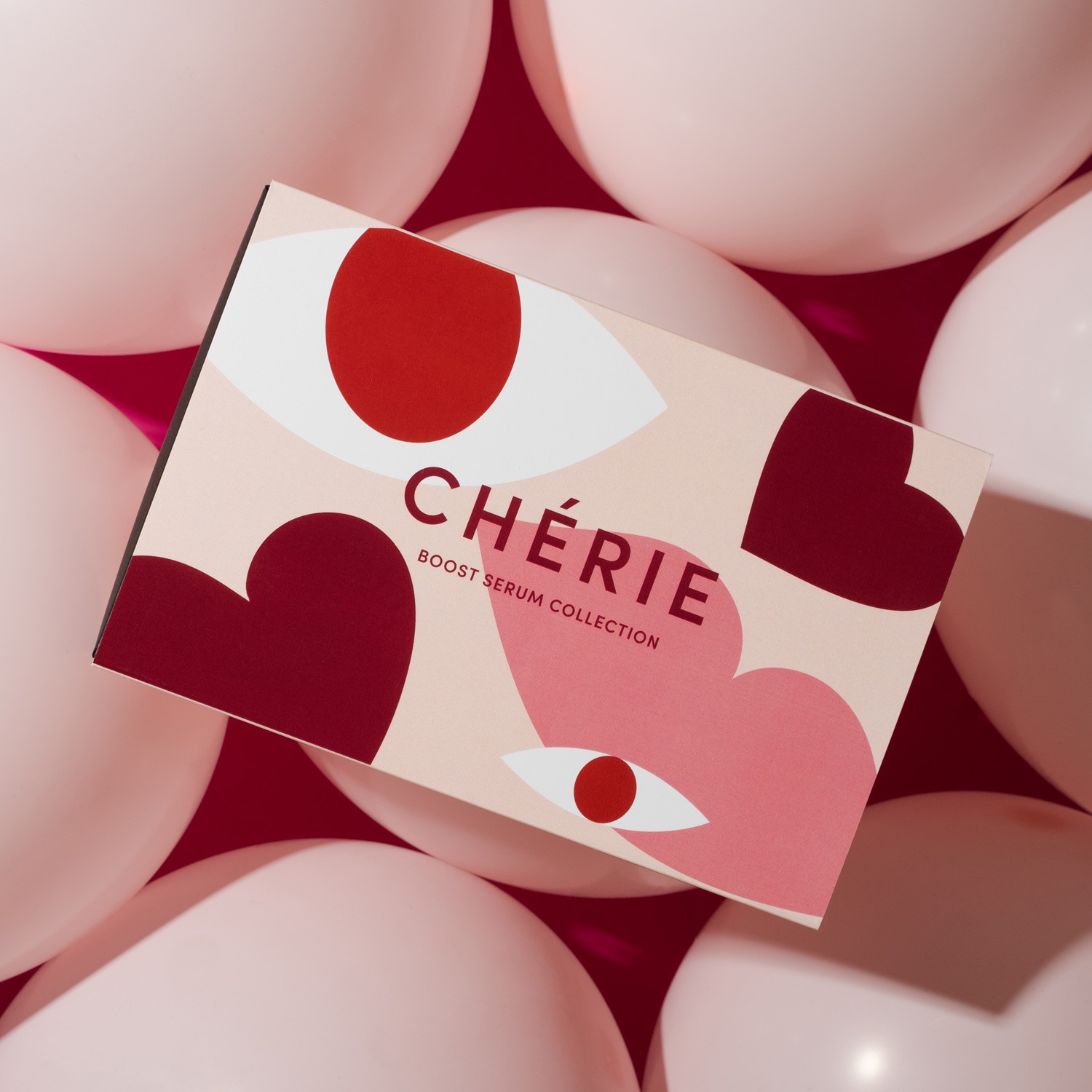 photo of a box with skincare products on a balloon