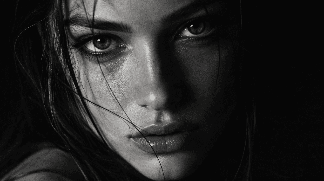 Black and white close-up portrait