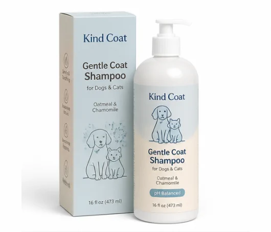 Kind Coat gentle coat shampoo bottle and box