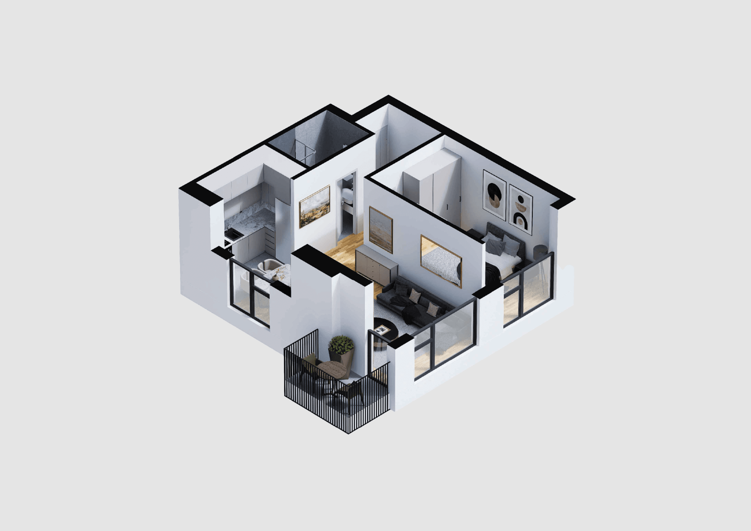 modern house with a big field