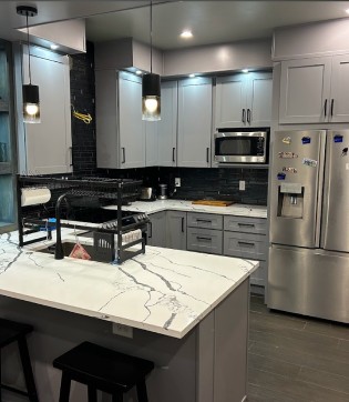 quartz kitchen countertop installation