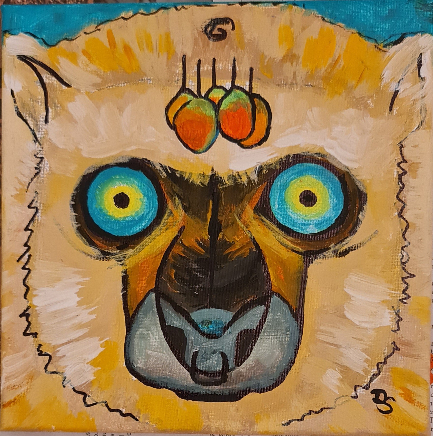 Blue-eyed Lemur and Mango