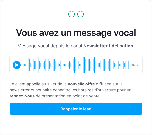 Message vocal avec transcription par IA