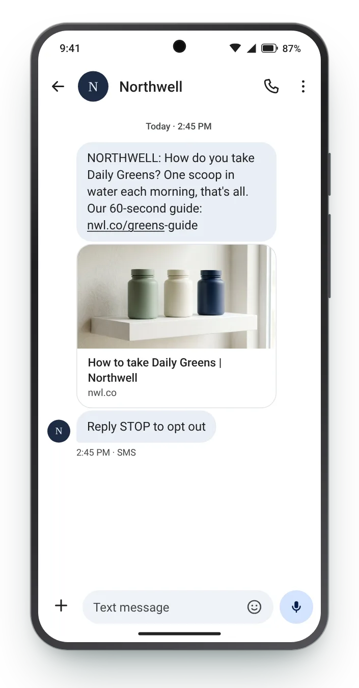 A 60-second guide to the product browse abandonment text on an Android phone