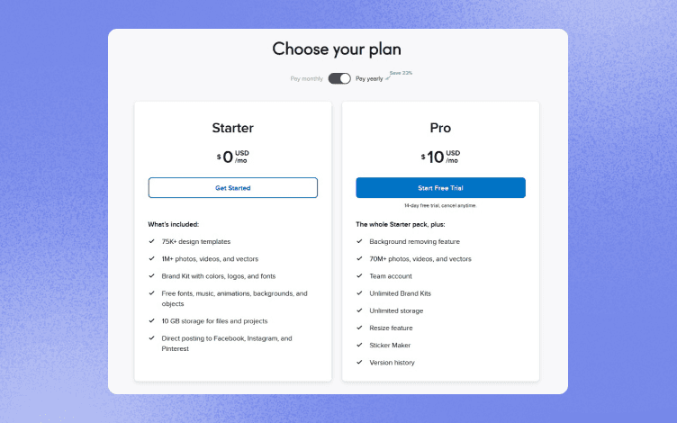 Vista Create Pricing