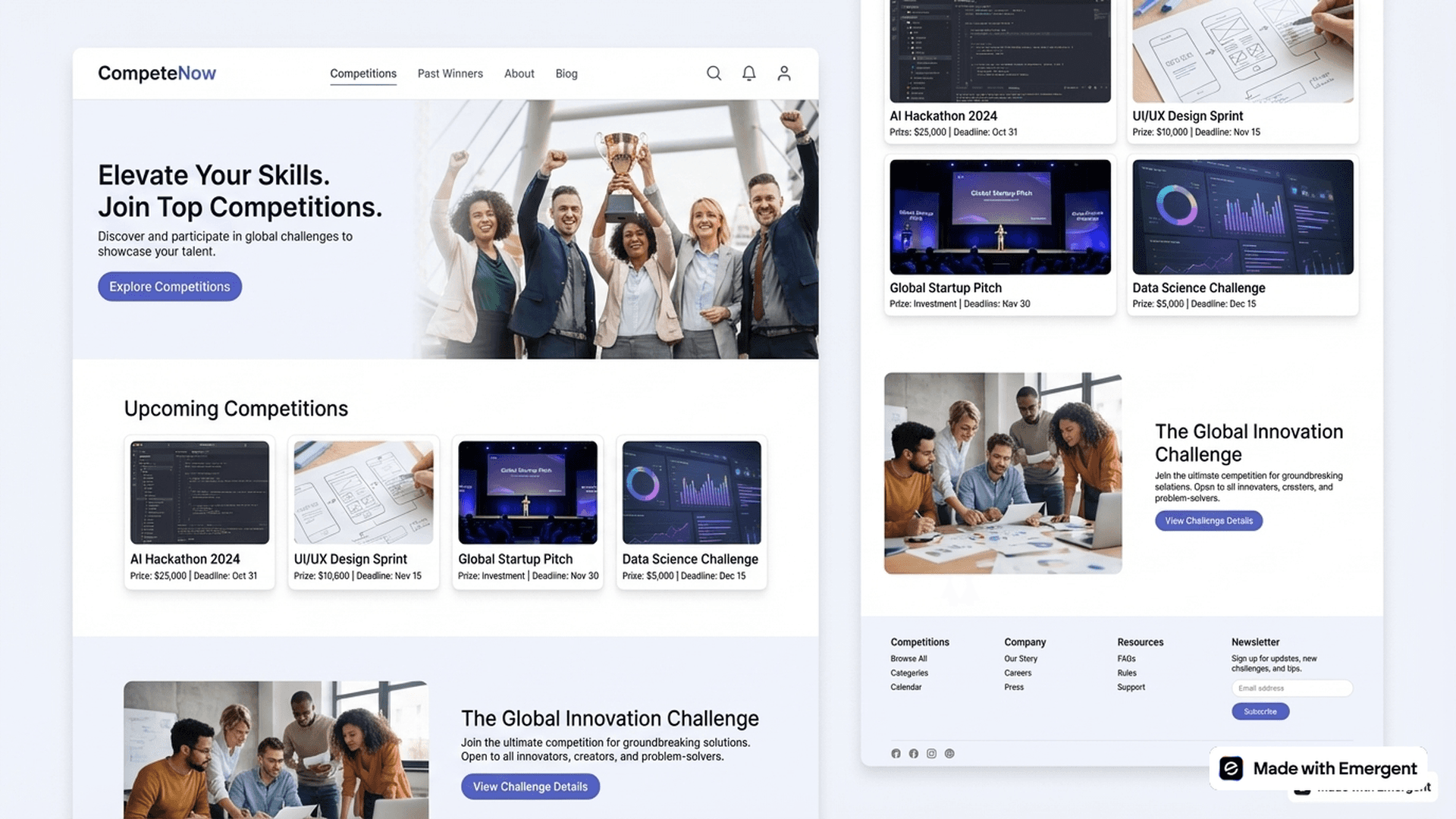 Competition Website Made with Emergent