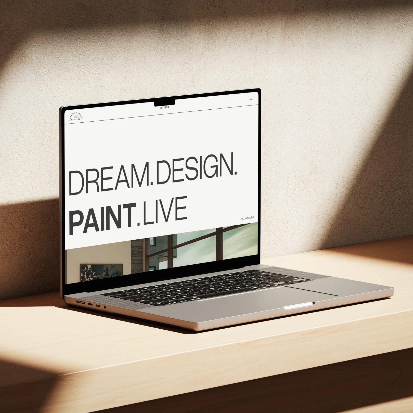Vantage Point Painting website displayed on a digital device mockup