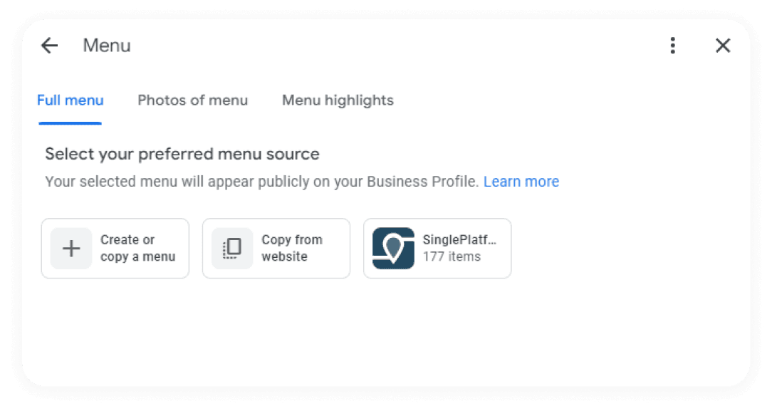 Nueva funcionalidad en el menú para restaurantes en Google My Business