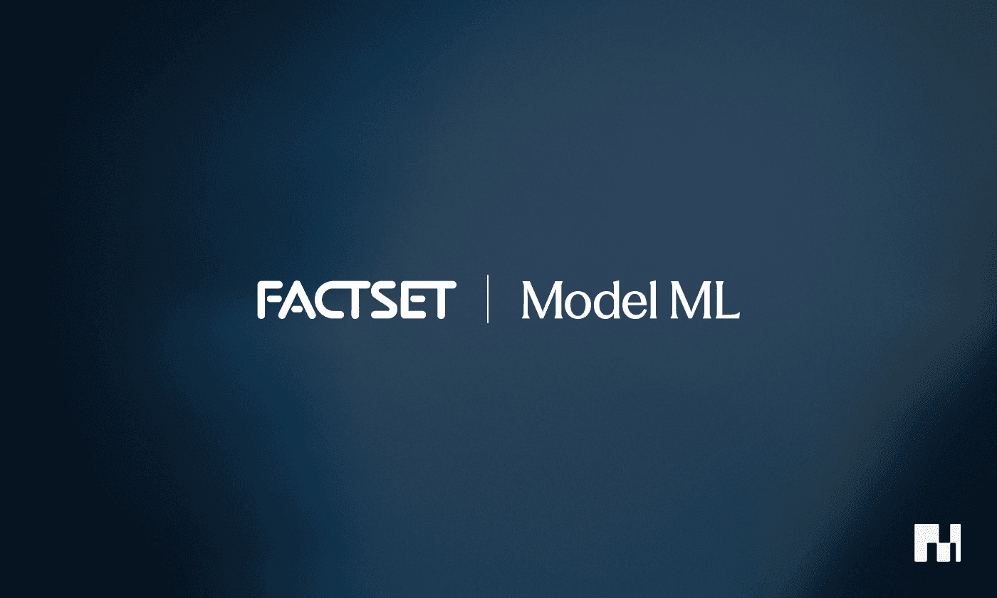 FactSet and Model ML partnership visual highlighting real-time data integration into the AI-powered platform.L partnership visual highlighting real-time data integration into the AI-powered platform.