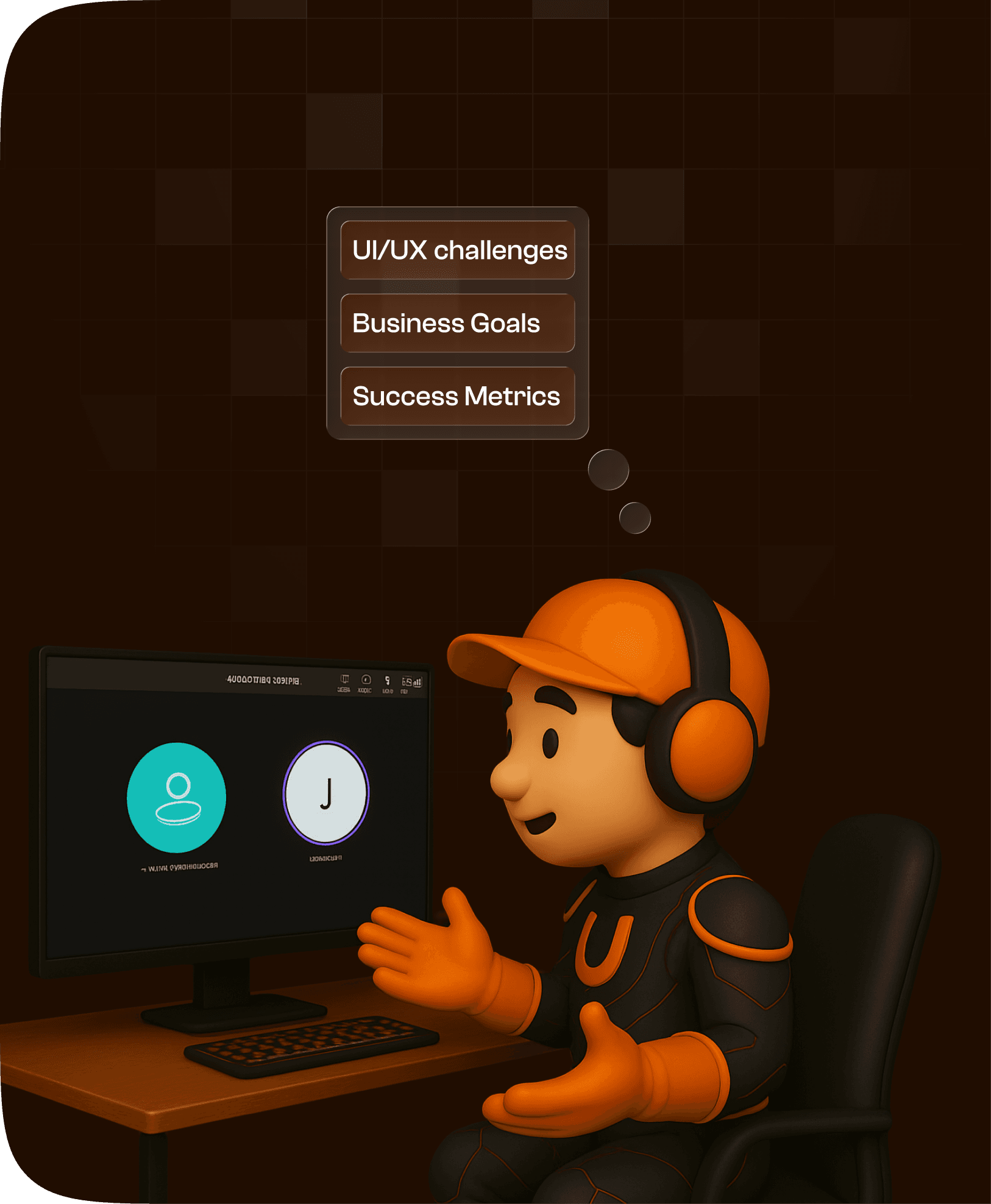 Mascot discussing with clients virtually