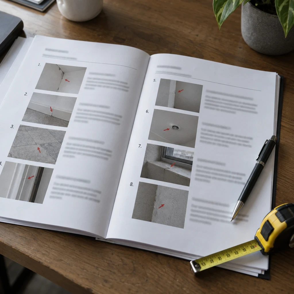 Compte rendu de réception illustré de photographies numérotées des réserves