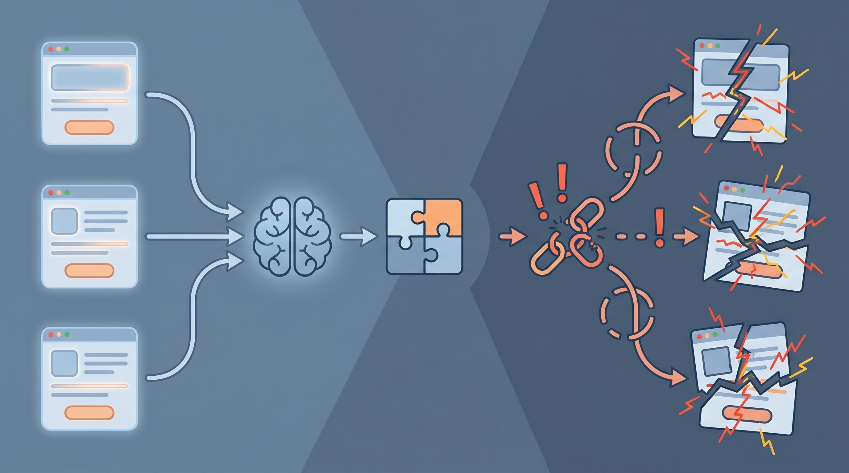 Supporting illustration — wide conceptual format: the line between useful initiative and chaotic interruption.