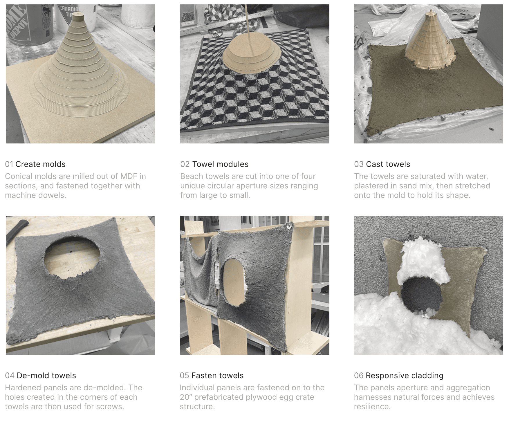 Due to a constraint with available shop time - the pavilion was designed and constructed using a singular basic module. The module is rationally sized to fit in a typical truck bed.