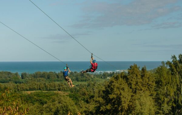 ziplining on the coast of oahu