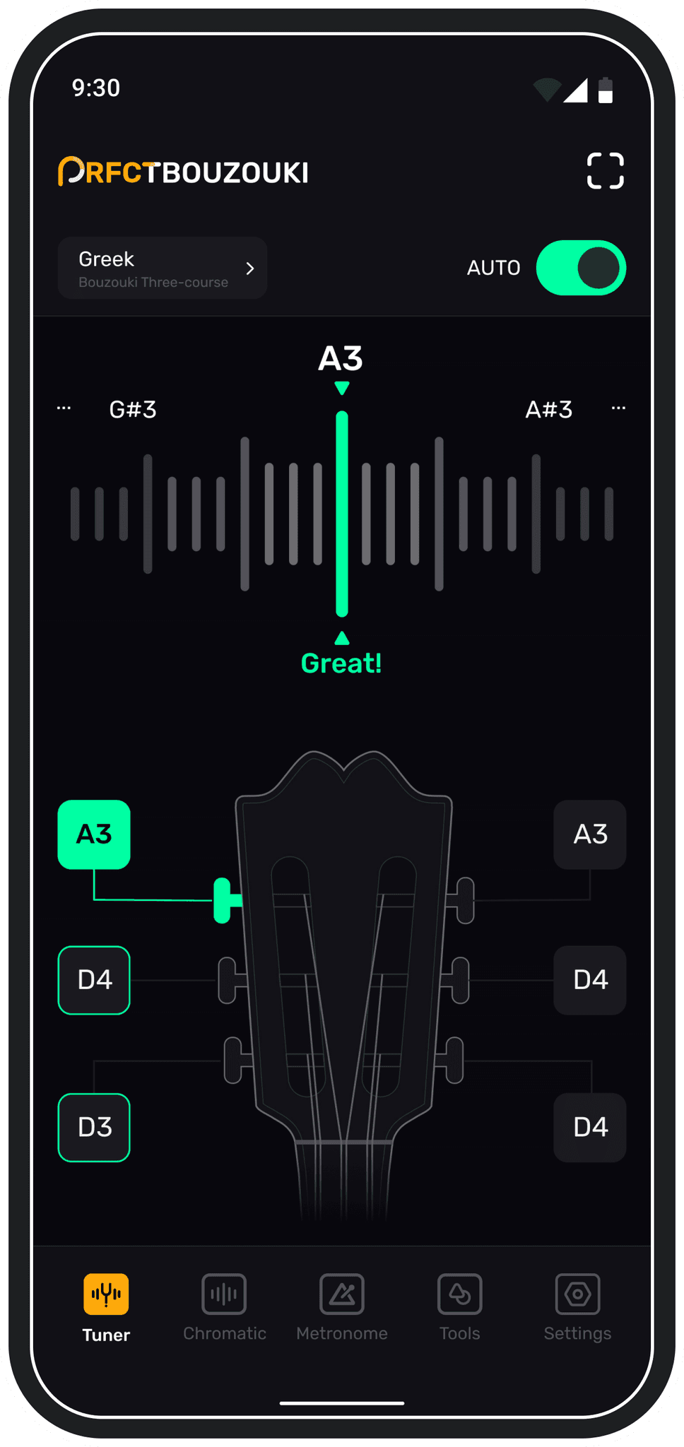 Bouzouki tuner app