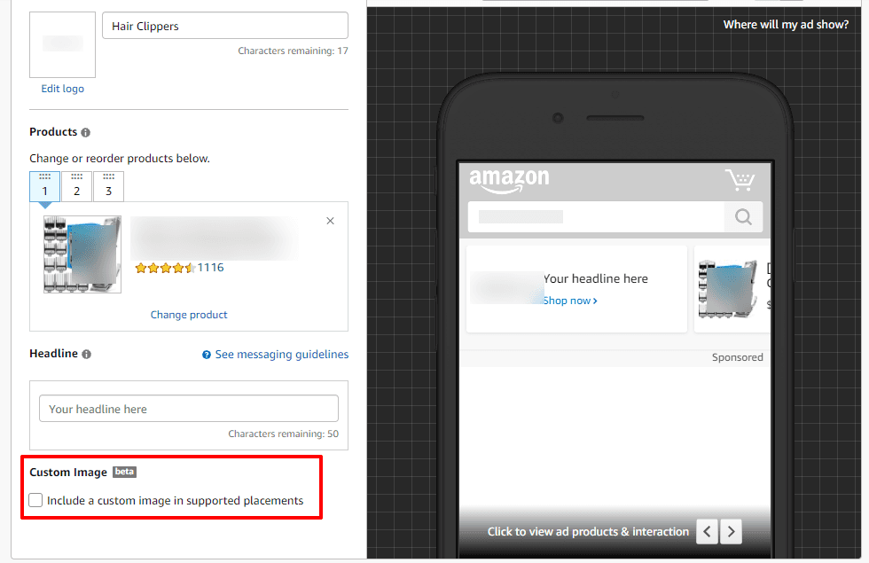 Custom Image In Sponsored Brand Ads