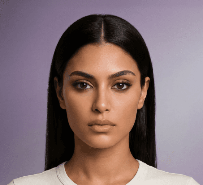 Layla Al-Masri AI model portrait for elegant jewelry presentation