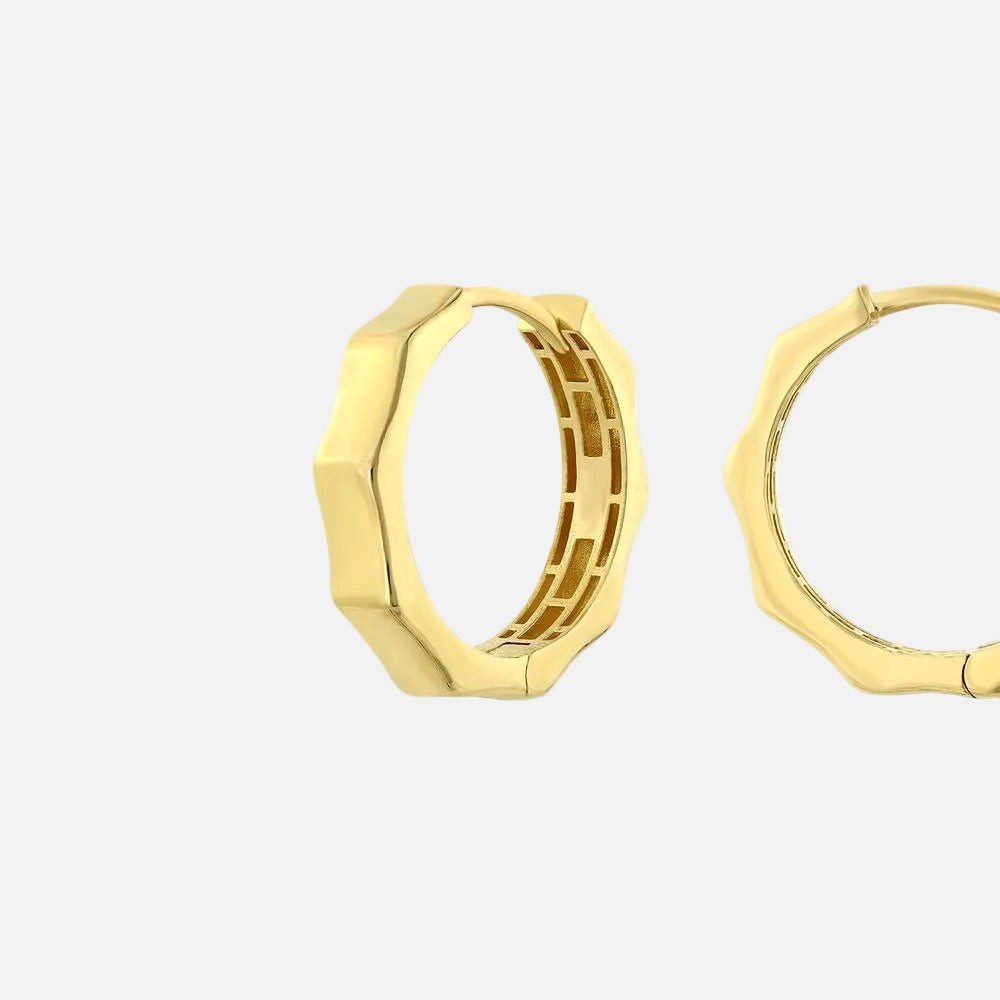 Assos 14 Ayar Altın Geometrik Tasarım Şık Halka Küpe