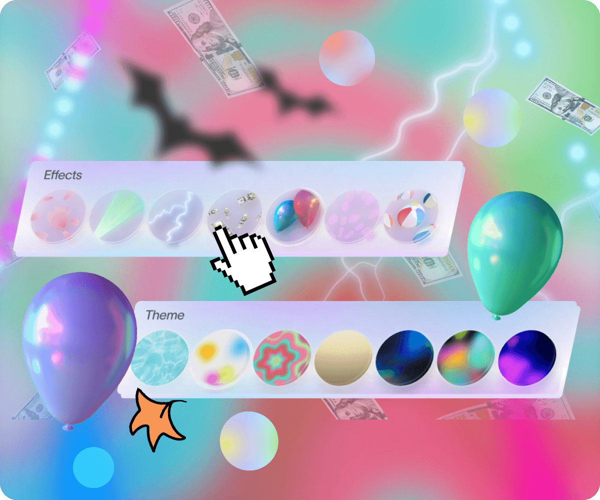 Customizable themes and effects for party invites