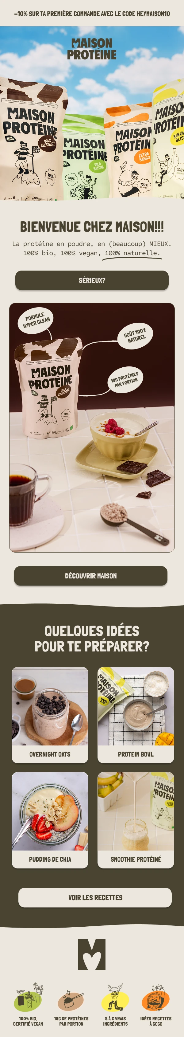 Email de bienvenue Maison Protéine