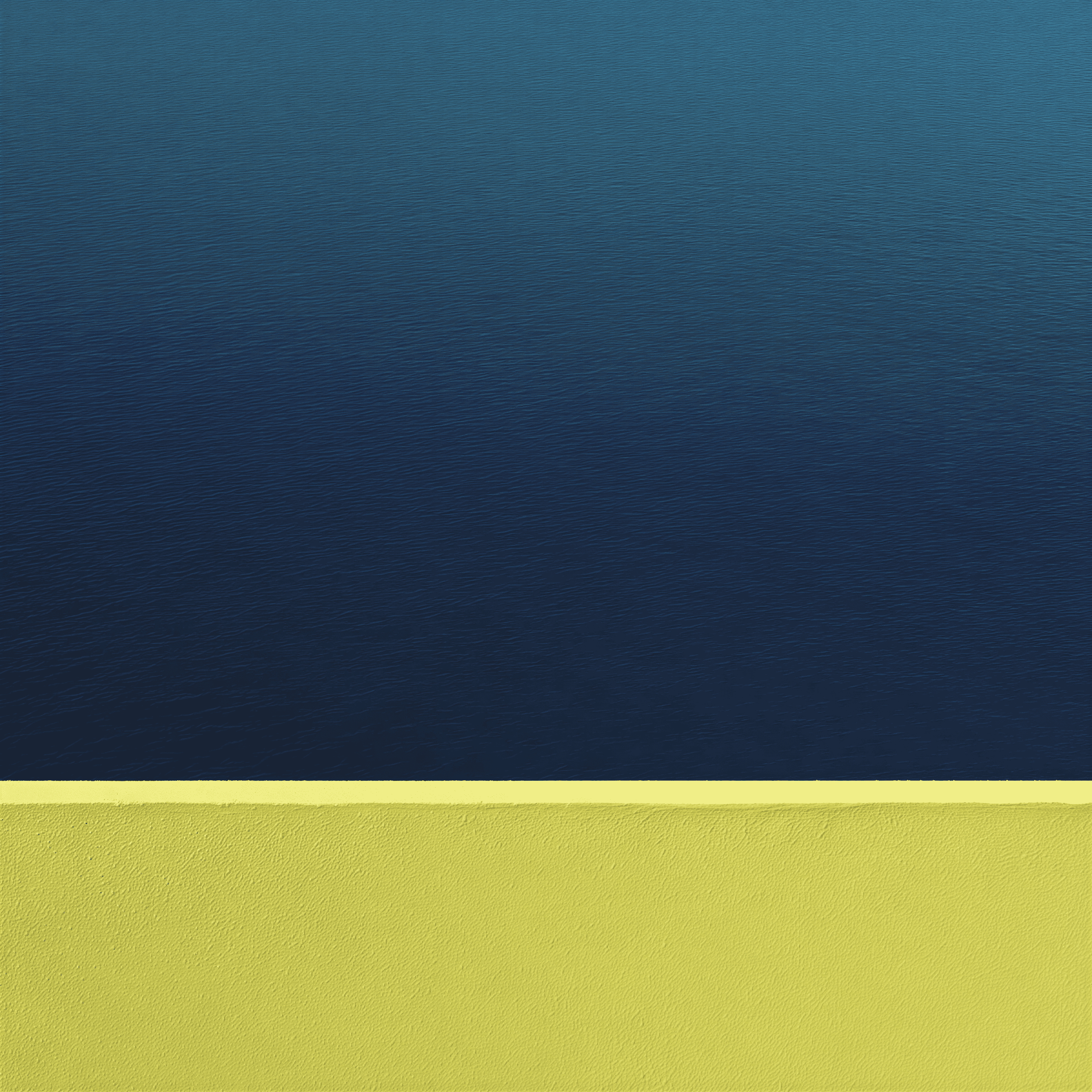 Dark blue undulating texture meets bright orange textured surface.