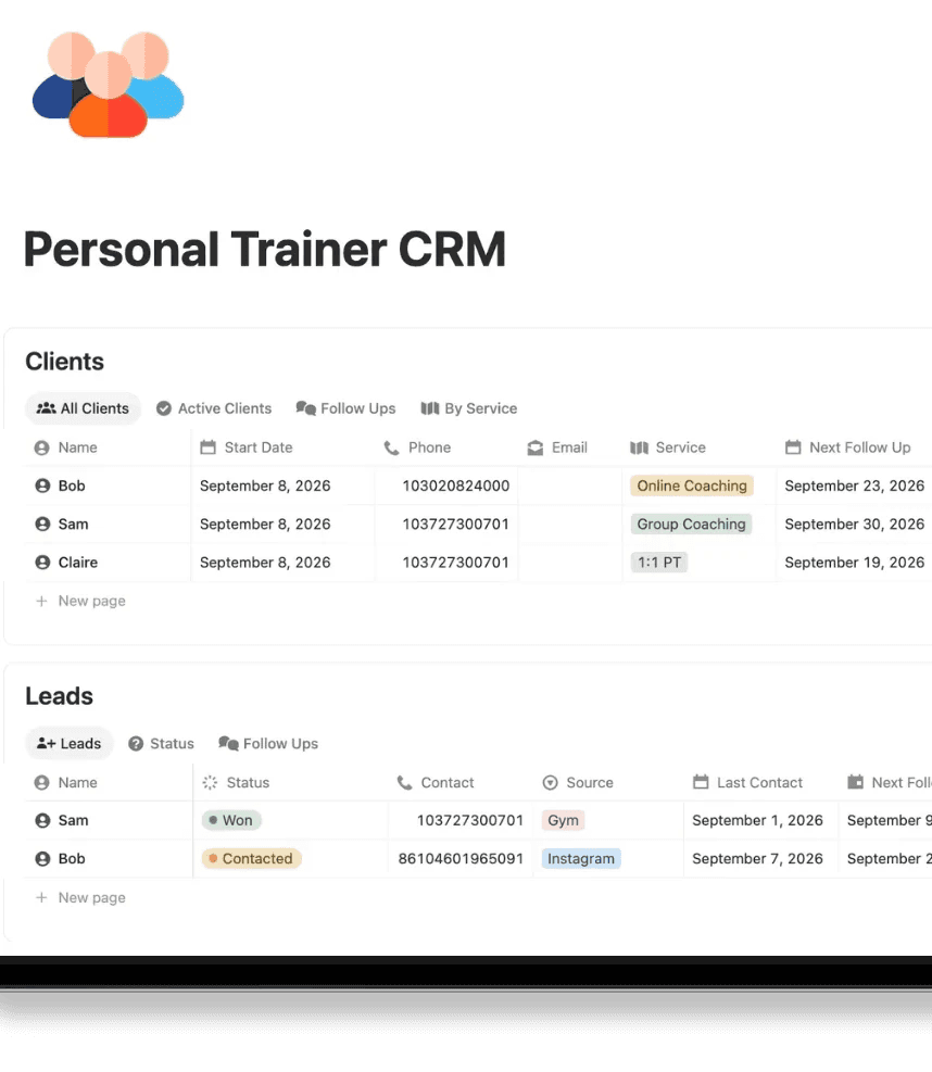 Notion crm template