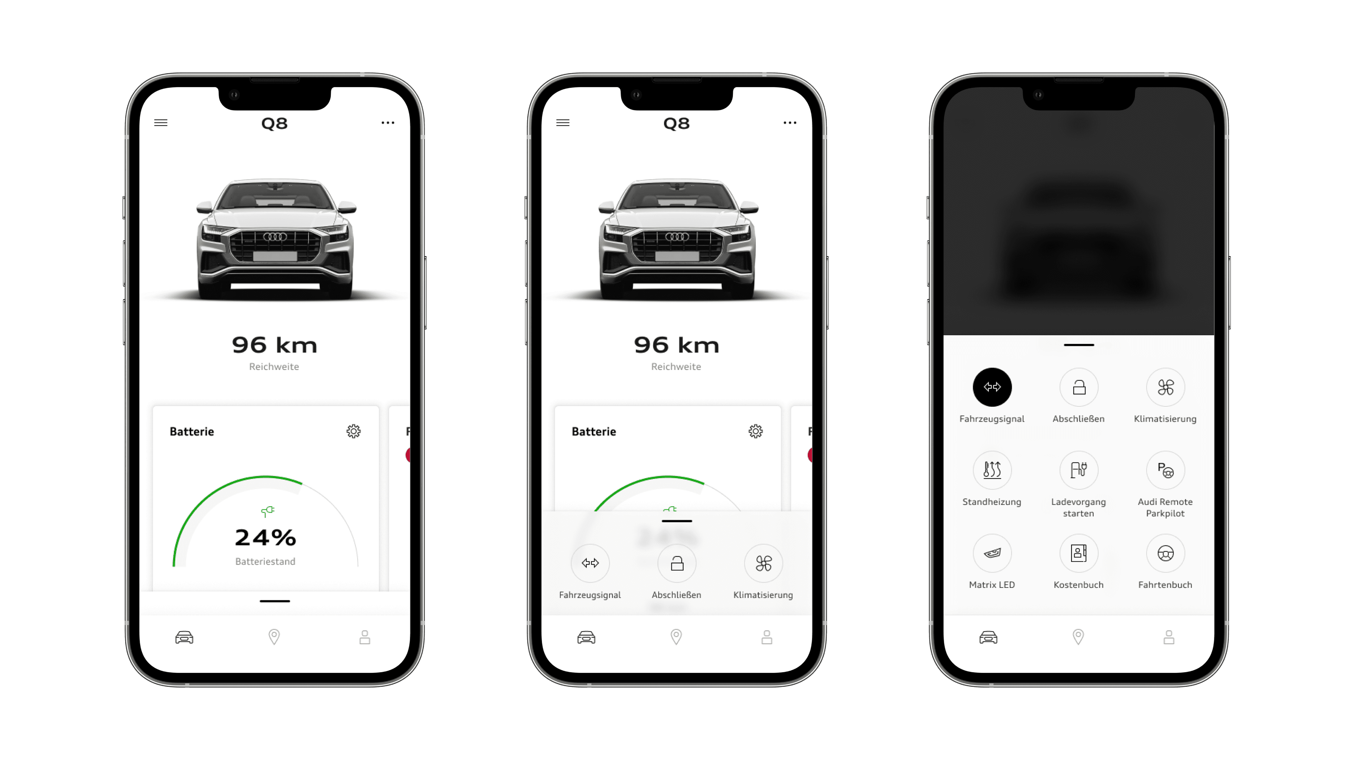 myAudi mobile app - quick actions tile