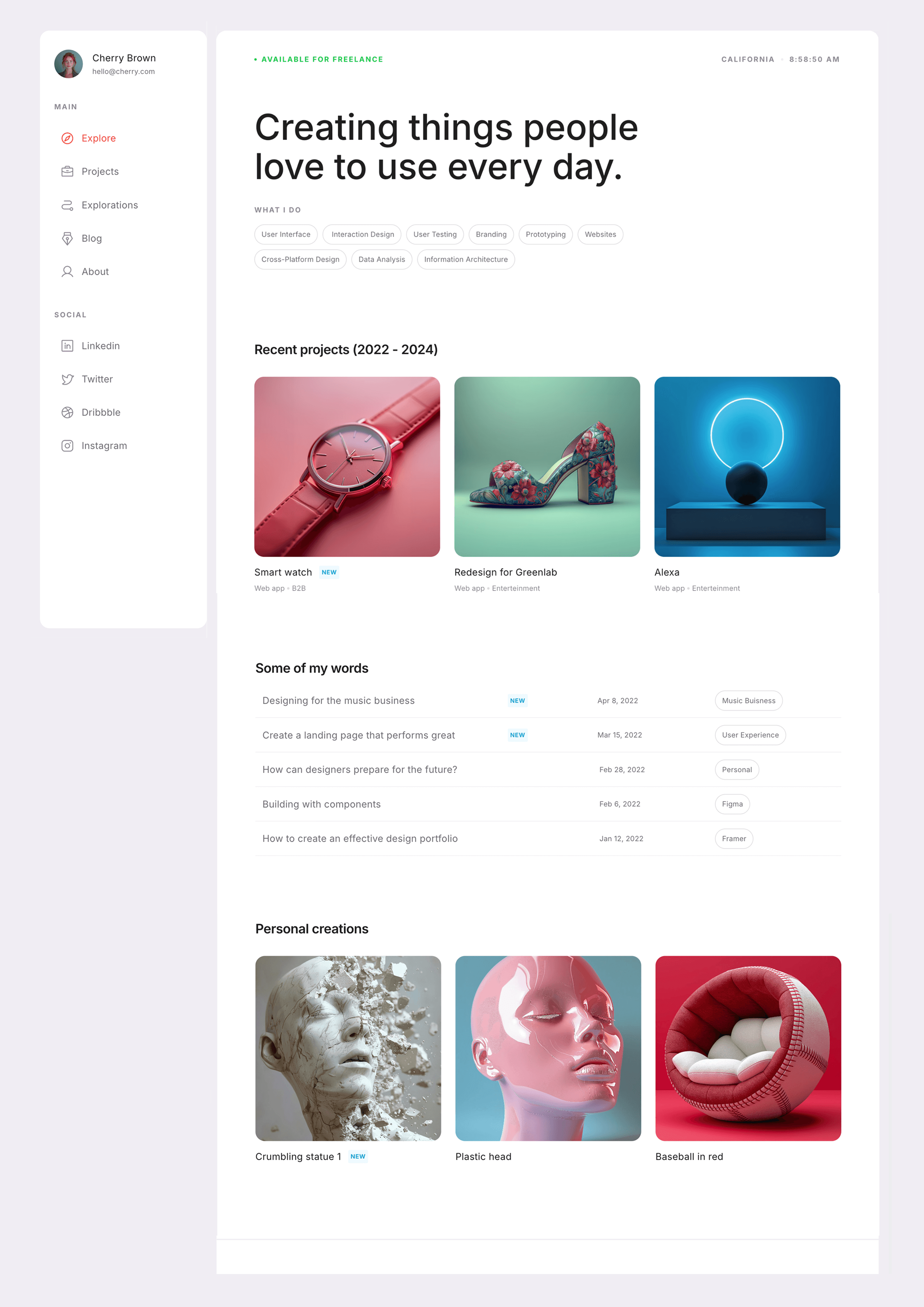 Cherfolio Framer template