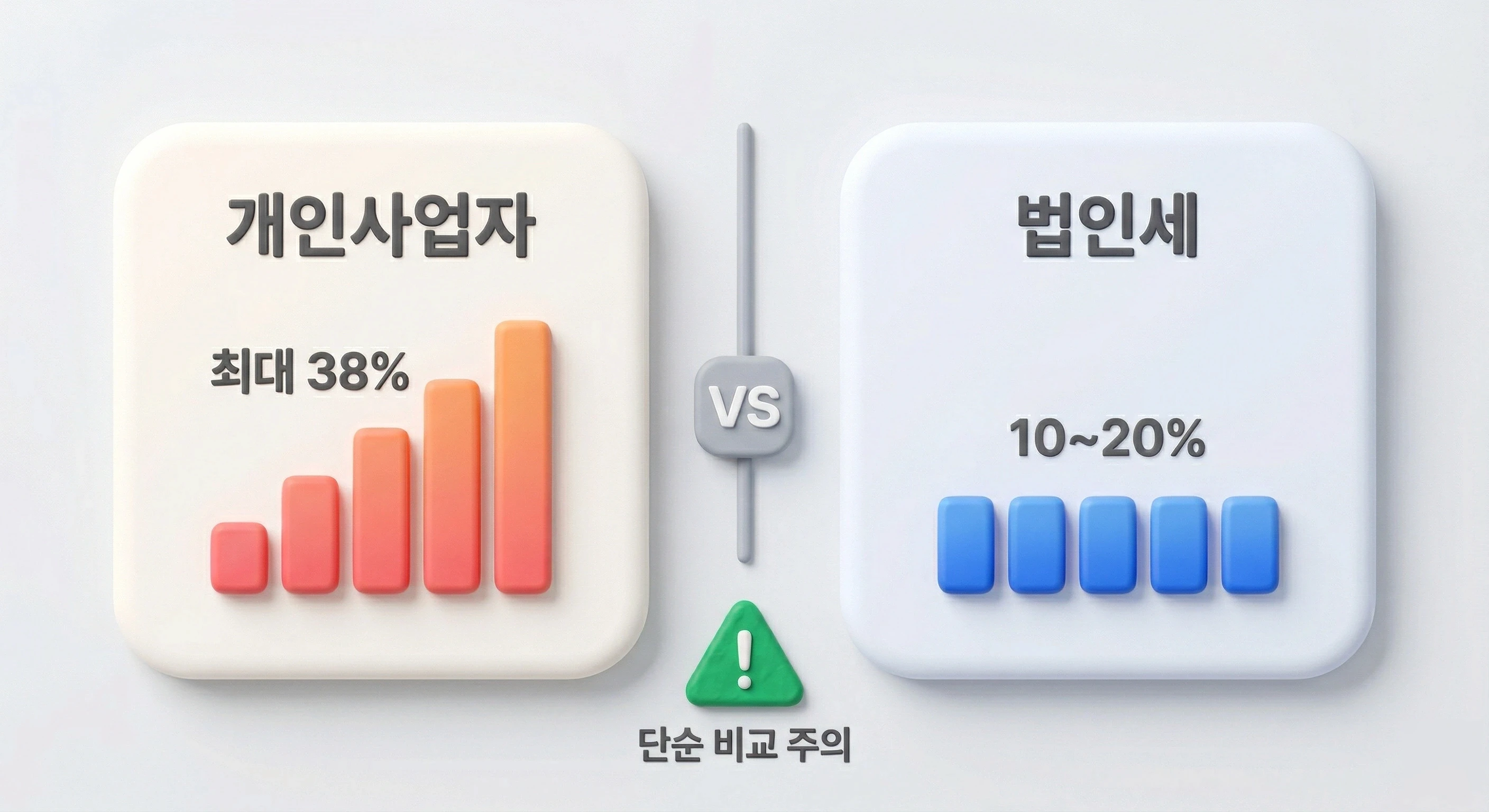개인사업자 소득세율과 법인세율을 좌우 비교한 인포그래픽 이미지