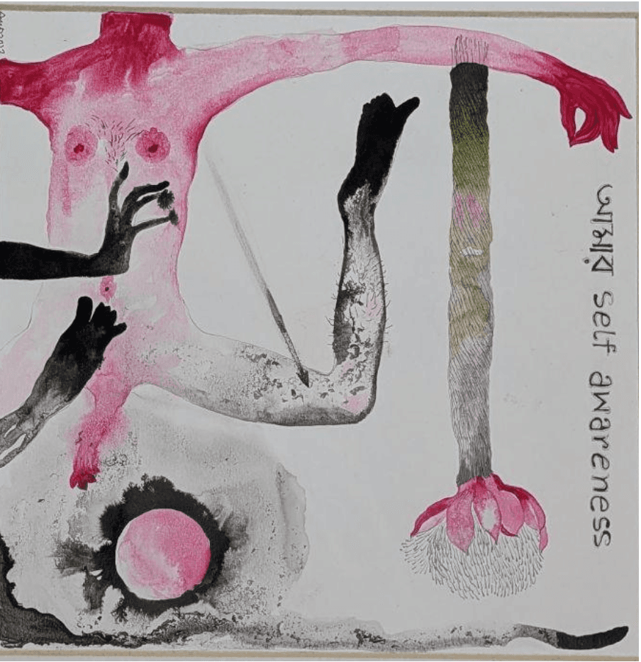 herd of sheep on road painting