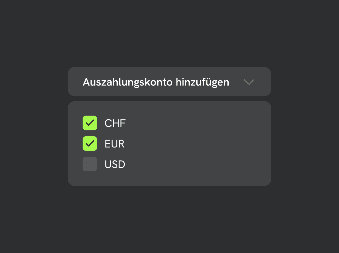 Auszahlungskonten CHF, EUR, USD - Illustration 