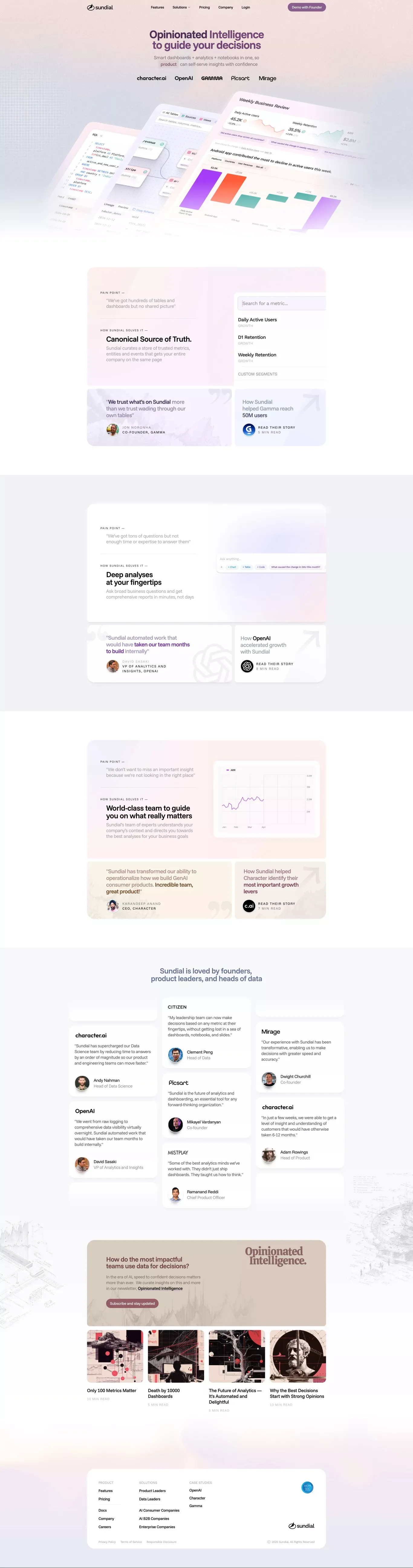 Sundial landing page screenshot showcasing Tech design