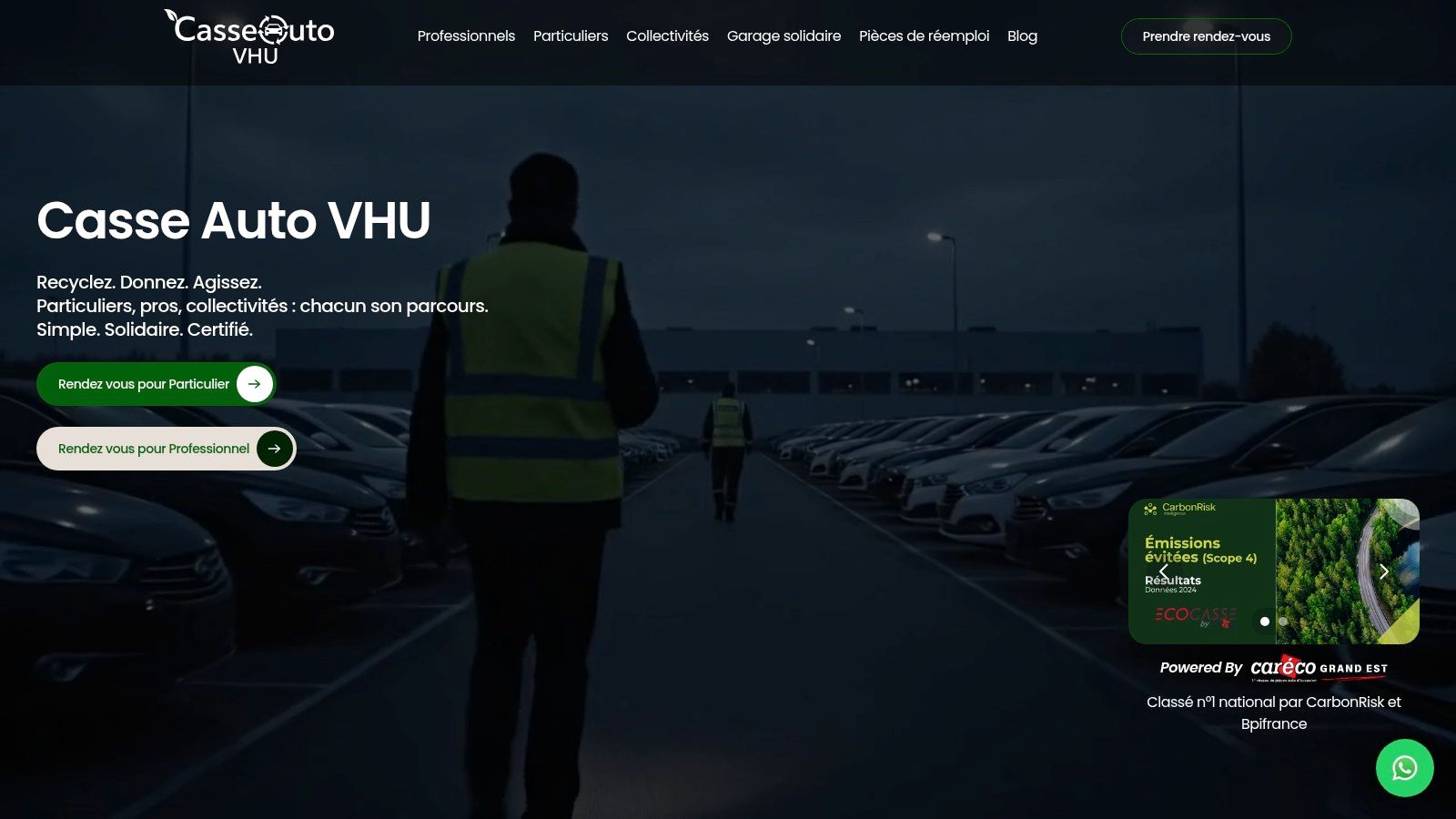 Image d'un parc de véhicules dans une casse auto de l'Hérault