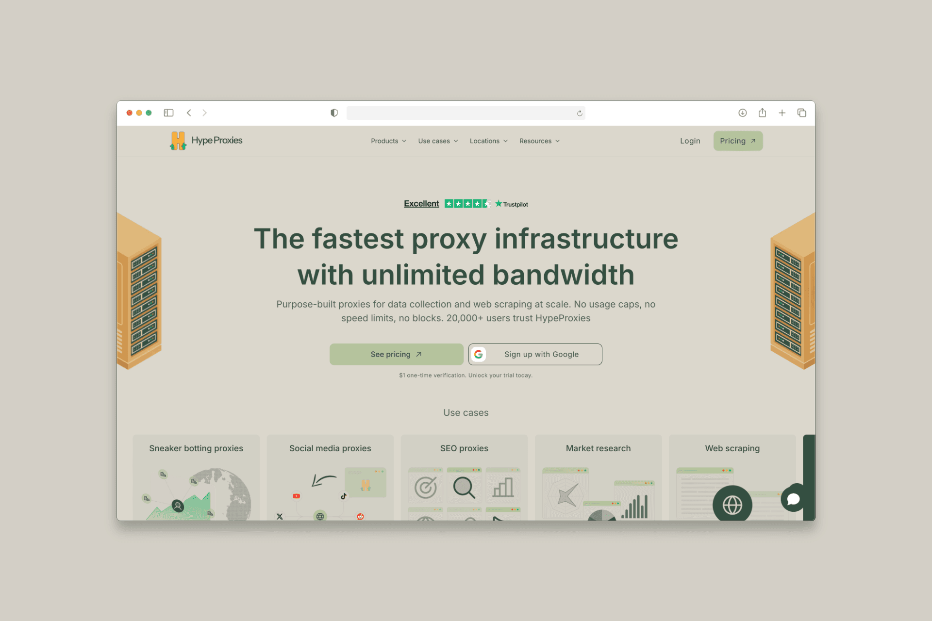HypeProxies homepage mockup