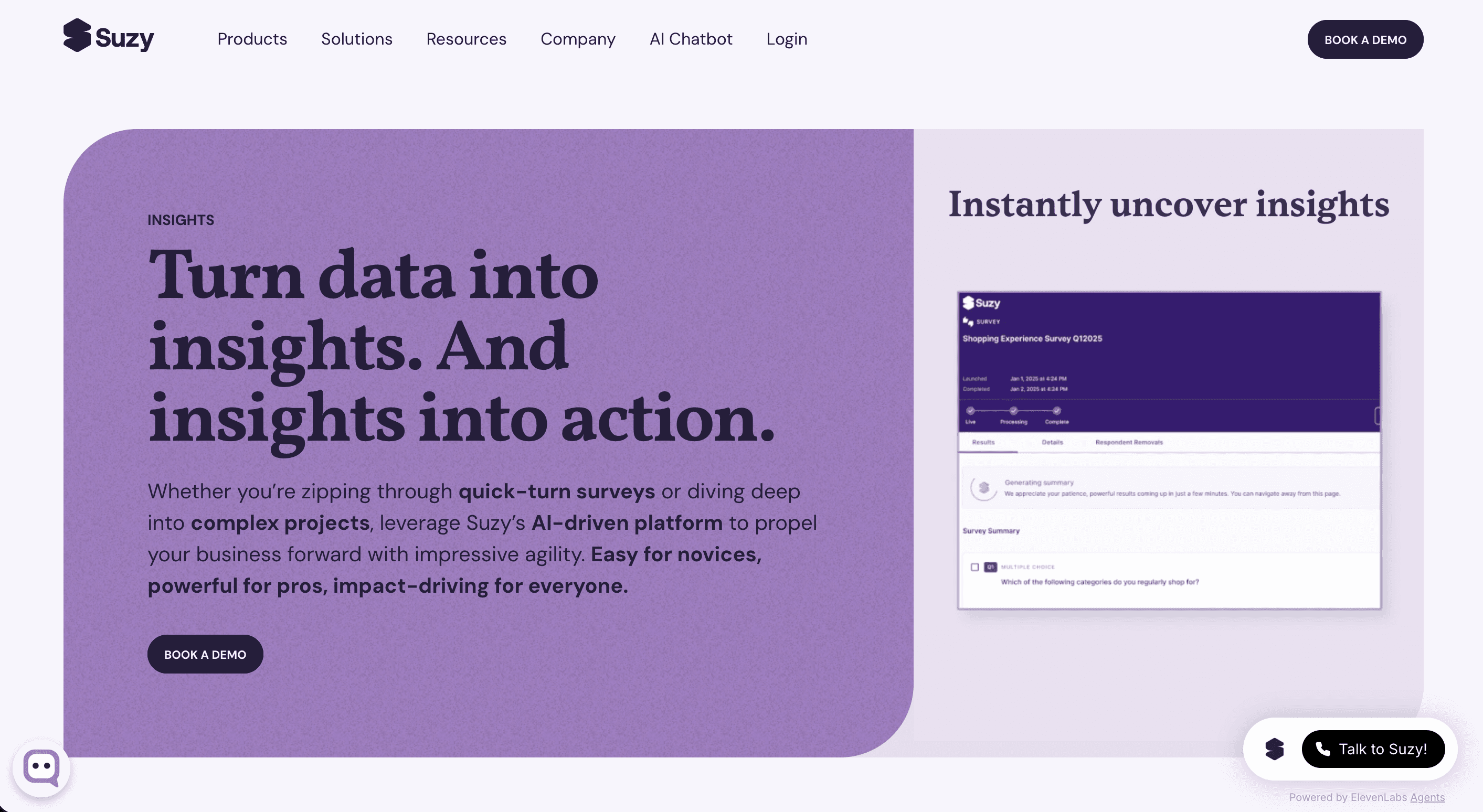 Consumer Insights and Market Research Website Dashboard for Suzy
