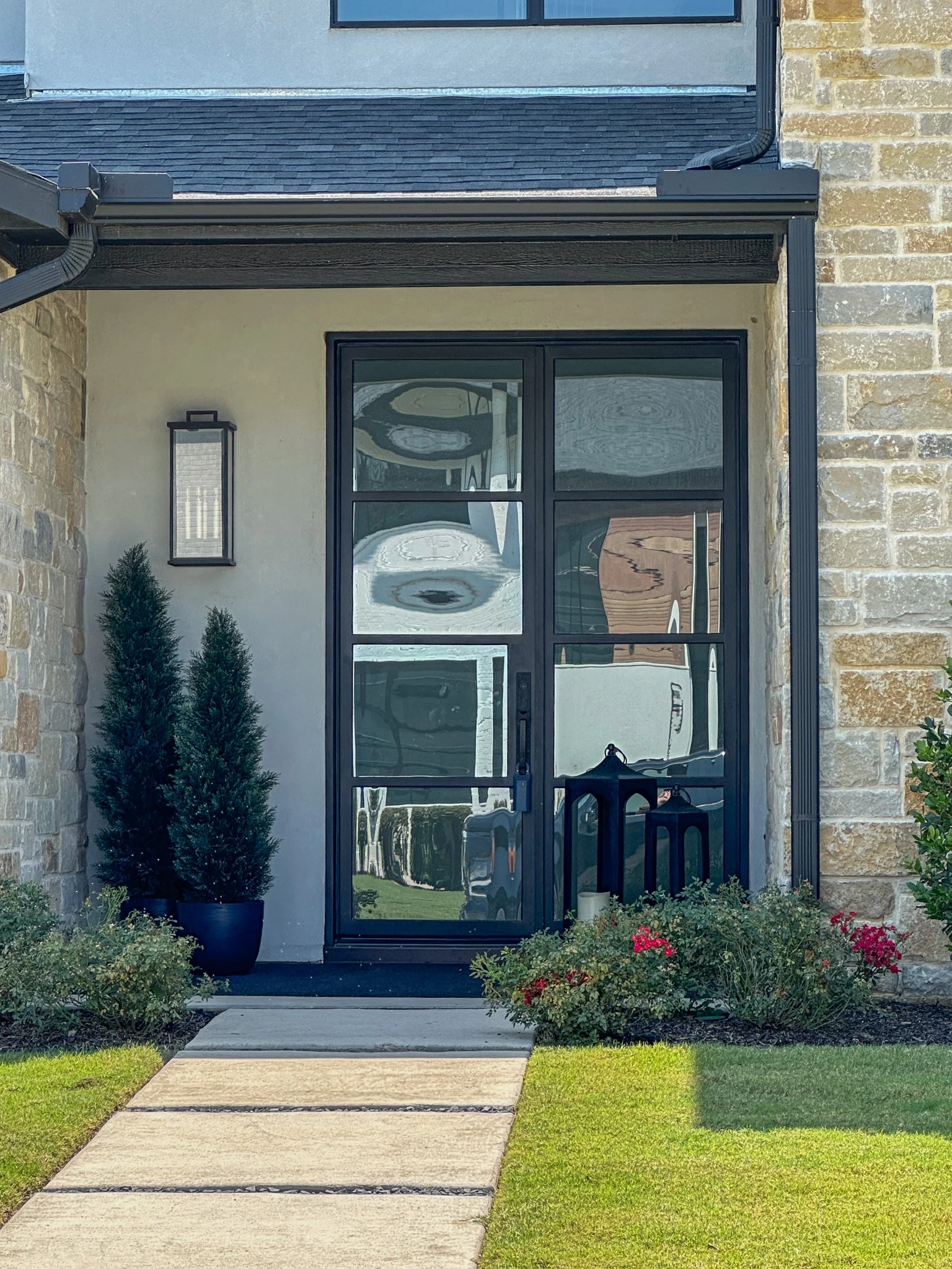 Traditional wrought iron double doors by M2 Metals Iron Doors DFW