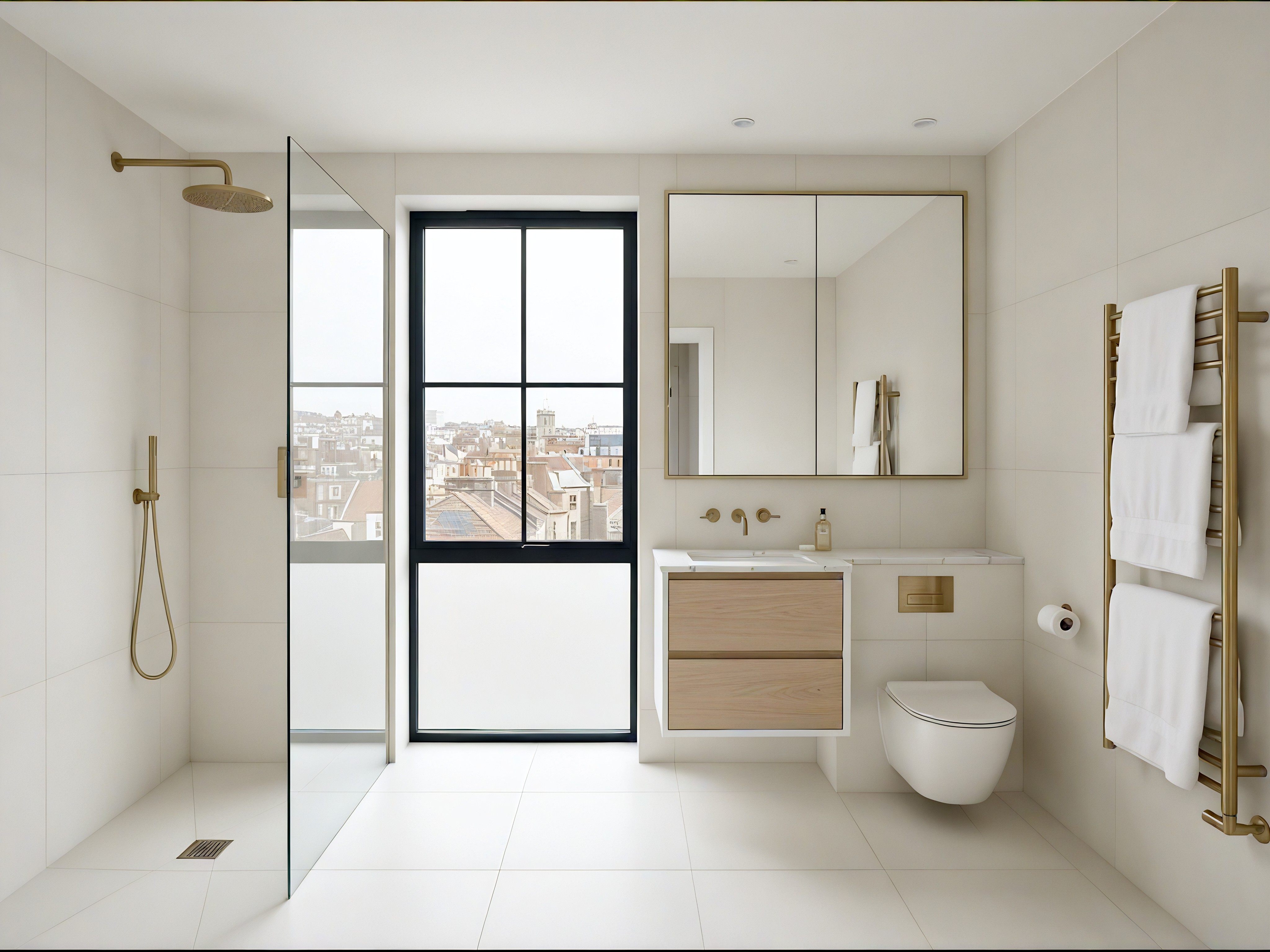 Gemini said A classic-style kitchen and breakfast room with off-white paneling, marble-patterned flooring, and intricate ceiling carvings. In the center, a large white kitchen island with marble counter has a central grey vase with white-colored flowers and a sink on the right side. Against the far-left wall is a white countertop, two glass-fronted cabinets with off-white bowls on the shelves, and two drawers and cabinets. Next to it, in the center, is a large white rangehood with detailed carvings at the bottom, above an off-white professional-style range with six burners. In the far-right corner are three white panel-designed double doors with gold-colored handles, with the left door open and looking out on a green garden. To the right of the island is a large potted plant and a second similar potted plant sits in the far-left corner. Natural daylight streams through the open window, illuminating the room.