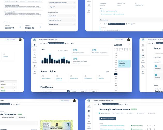 group of different interfaces whitin notary management system