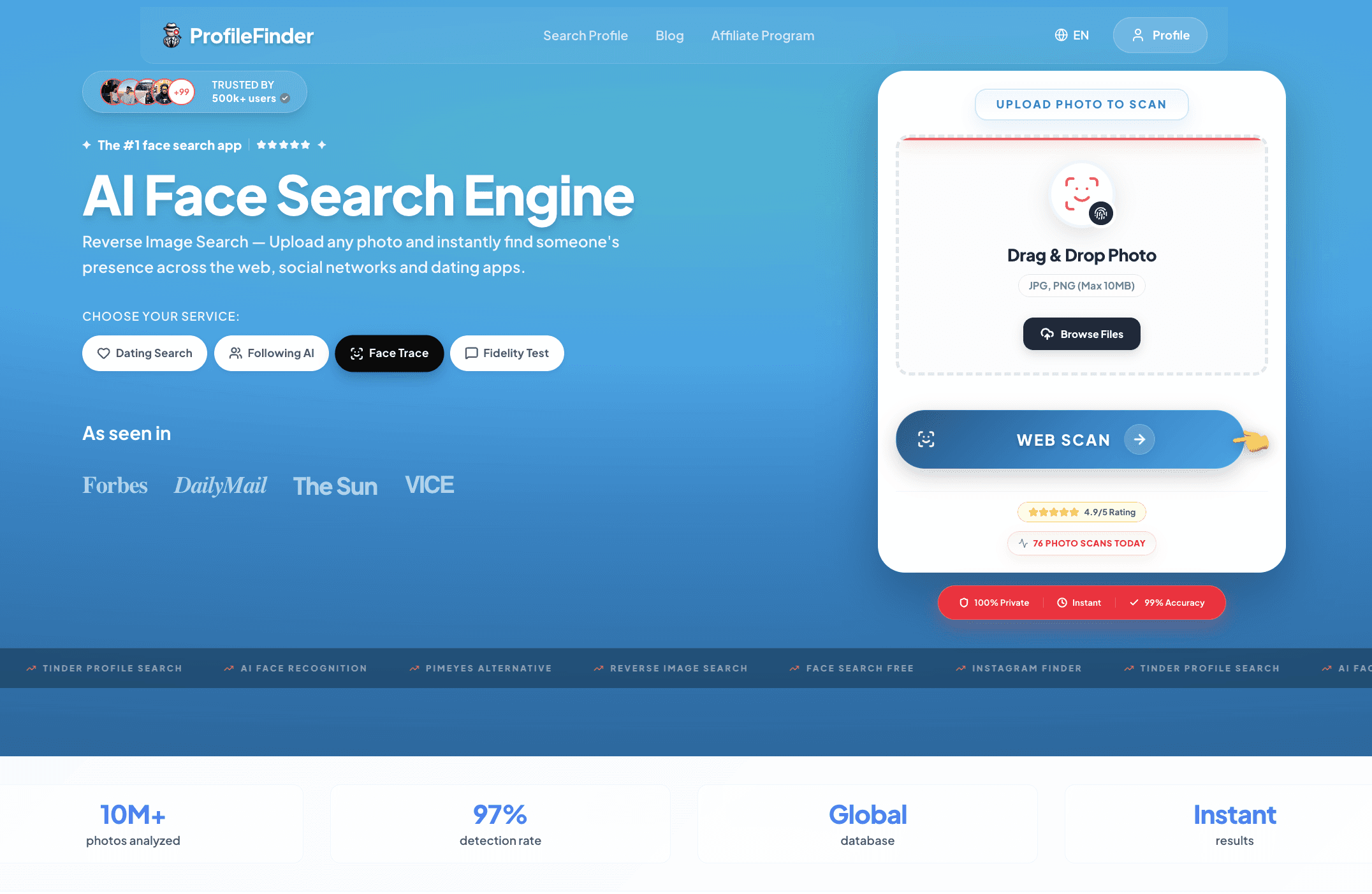 Face search profilefinder