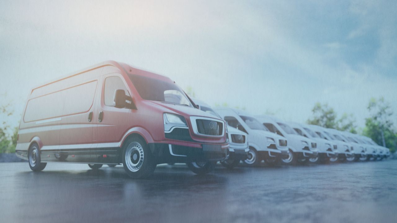 Fleet of vehicles ready to make deliveries