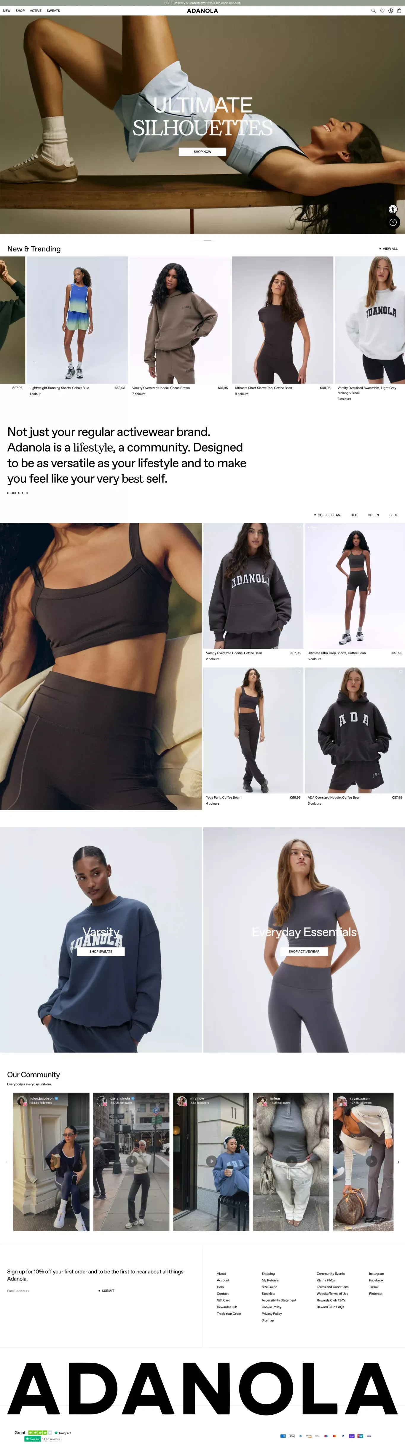 Adanola ecommerce page screenshot showcasing Ecommerce and Fashion design